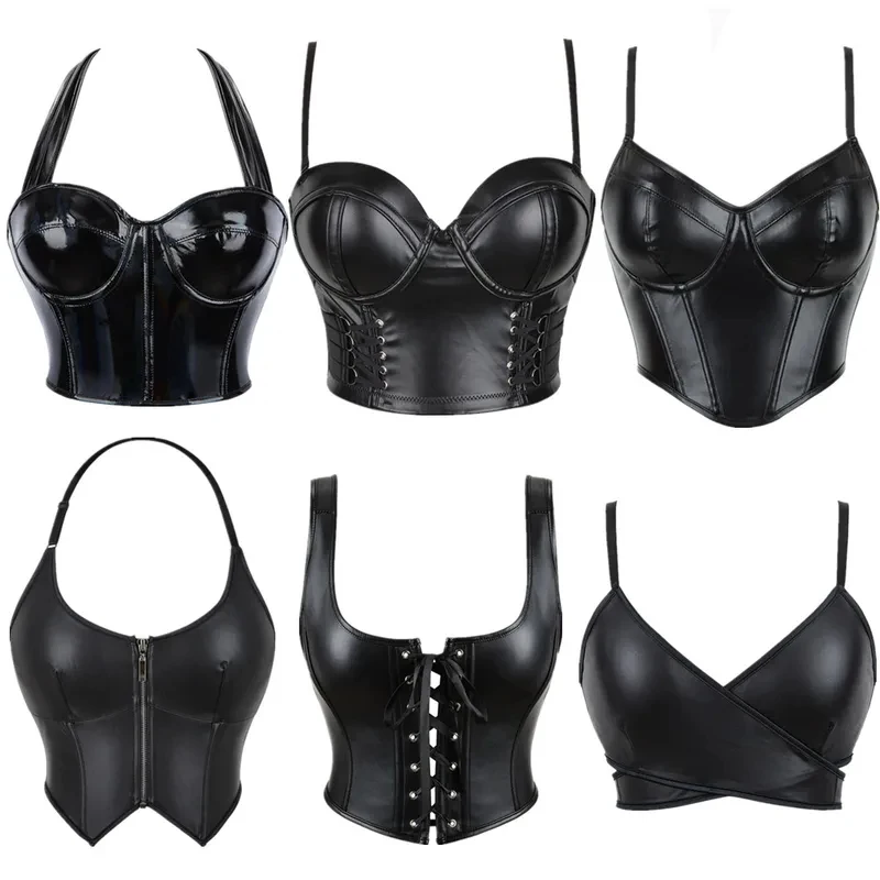 Women Pu Leather Corset Top Crop Bustier Gothic Punk Bra Push Up Bodice Corselet Party Short Camis Plus Size Black
Women Pu Leather Corset Top Crop Bustier Gothic Punk Bra Push Up Bodice Corselet Party Short Camis Plus Size Black