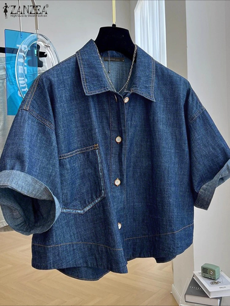 ZANZEA Casual Denim Blusas Shirts Women Elegant Office Cardigan Lapel Neck Outwears 2025 Solid Color Fashion Half Sleeve Tunic
ZANZEA Casual Denim Blusas Shirts Women Elegant Office Cardigan Lapel Neck Outwears 2025 Solid Color Fashion Half Sleeve Tunic