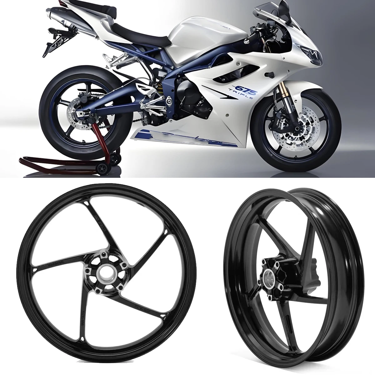 Motorcycle wheel hub front aluminum wheel steel rings Front wheel rim Fit For Triumph Street Triple 765 660 Daytona 675
Motorcycle wheel hub front aluminum wheel steel rings Front wheel rim Fit For Triumph Street Triple 765 660 Daytona 675