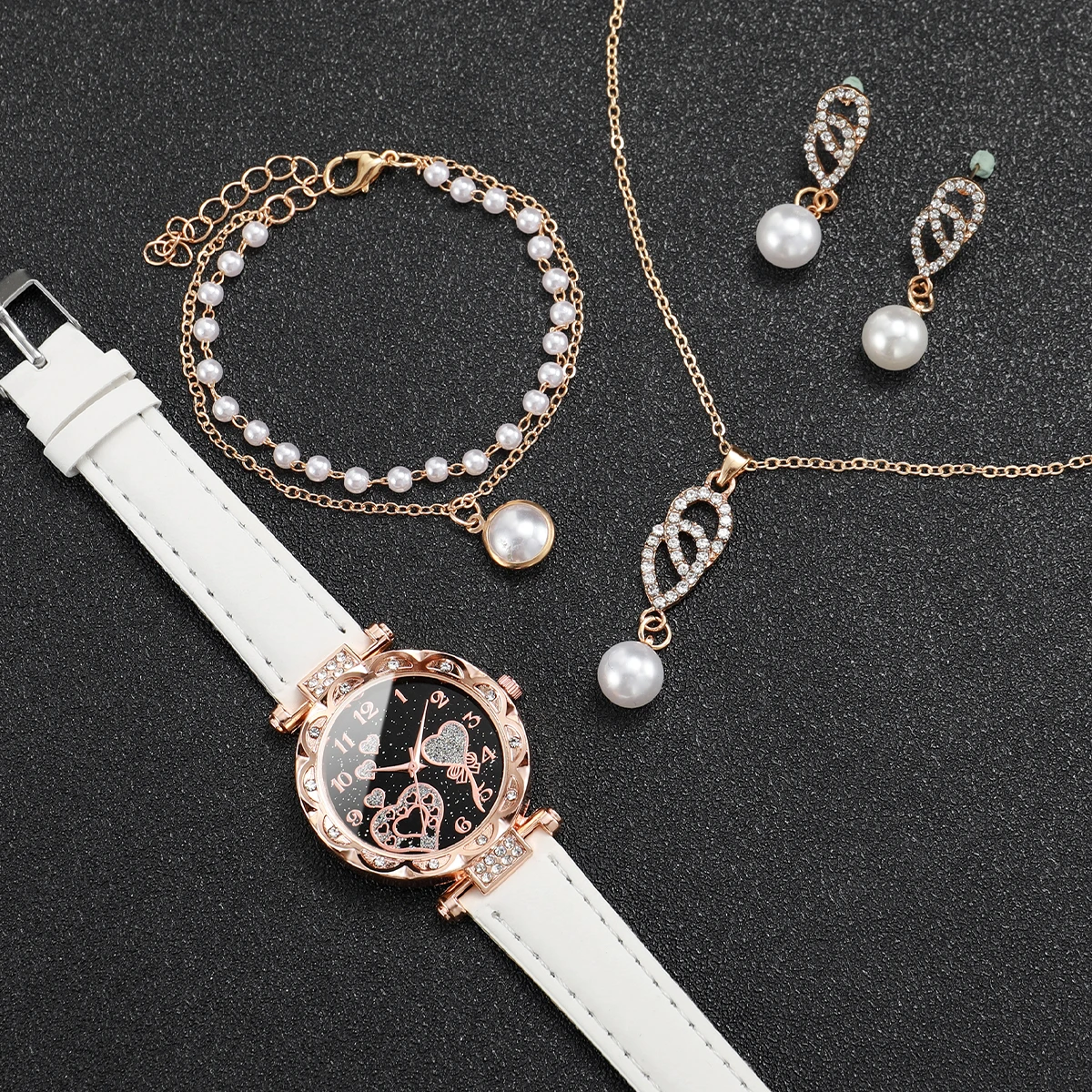 5 Pcs/Set Ladies' Watch Quartz Watch Belt Strap Small and Versatile Gemstone Five Piece Set
5 Pcs/Set Ladies' Watch Quartz Watch Belt Strap Small and Versatile Gemstone Five Piece Set