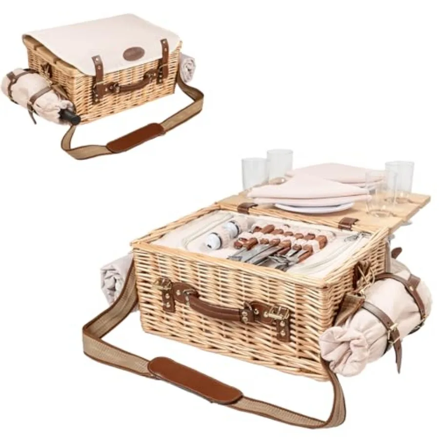 Multifunctional Wicker Picnic Basket Set for 4 Blanket Family Folding Wine TableInsulated Portable Extra Big Storage Capacity N
Multifunctional Wicker Picnic Basket Set for 4 Blanket Family Folding Wine TableInsulated Portable Extra Big Storage Capacity N