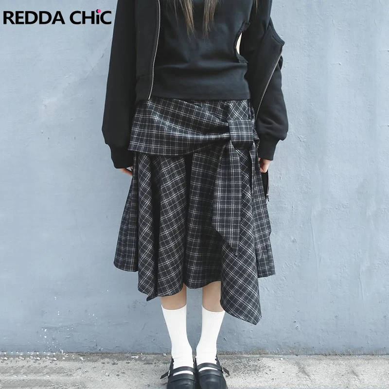 REDDACHiC Бант несбалансированная клетчатая юбка женская эластичная талия трапециевидной формы миди длинная нерегулярная юбка с рюшами Harajuku школьная винтажная одежда
REDDACHiC Бант несбалансированная клетчатая юбка женская эластичная талия трапециевидной формы миди длинная нерегулярная юбка с рюшами Harajuku школьная винтажная одежда