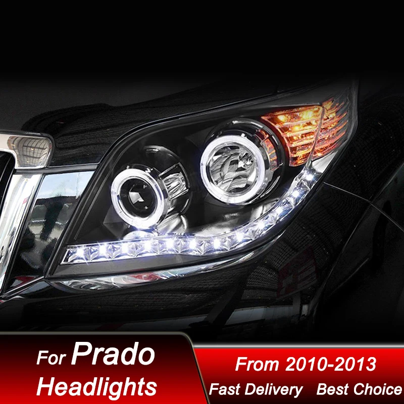 Поп-автомобильные светодиодные фары для Toyota Prado 2010-2013, новый стиль, полностью светодиодные фары в сборе, обновленный комплект аксессуаров для линз проектора 
Поп-автомобильные светодиодные фары для Toyota Prado 2010-2013, новый стиль, полностью светодиодные фары в сборе, обновленный комплект аксессуаров для линз проектора