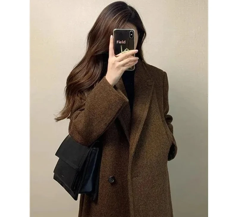 Hepburn Style Long Double Breasted Woolen Coat Women's Fashion Autumn Winter New Arrival Plain Color Regular Type
Hepburn Style Long Double Breasted Woolen Coat Women's Fashion Autumn Winter New Arrival Plain Color Regular Type