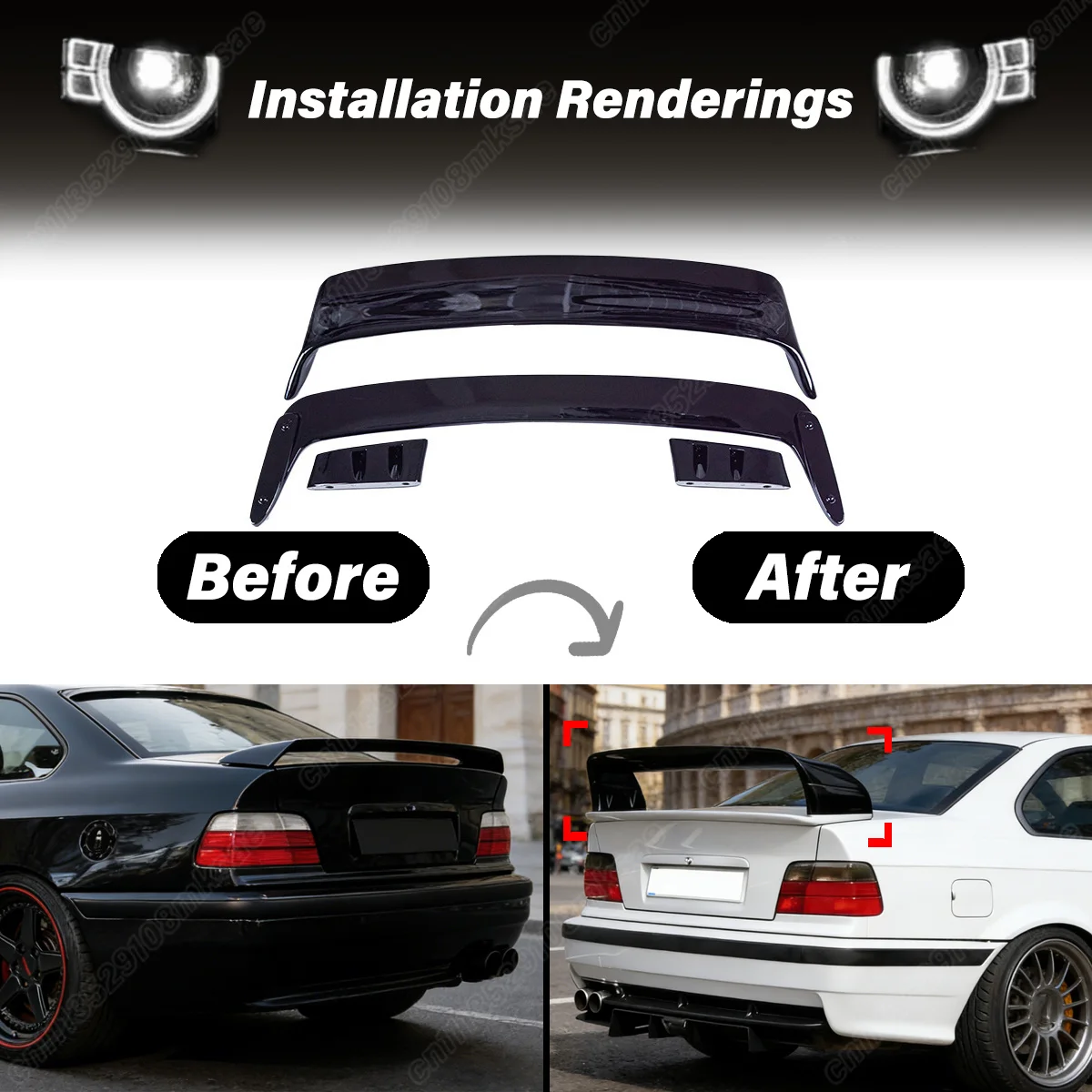 For BMW 3 Series E36 1990 1991 1992 1993 1994 1995 1996 1997 1998 1999 2000 Automobile Rear Trunk Spoiler Wing Decoration Kit
For BMW 3 Series E36 1990 1991 1992 1993 1994 1995 1996 1997 1998 1999 2000 Automobile Rear Trunk Spoiler Wing Decoration Kit