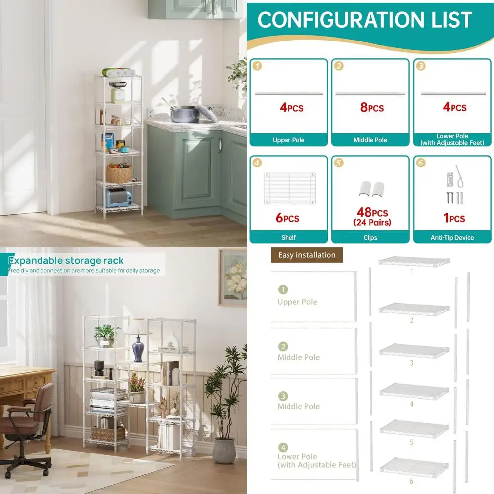 Белые металлические проволочные полки для хранения вещей 10 x 16 x 60, для кухни, шкафа, стирки и организации гаража
Белые металлические проволочные полки для хранения вещей 10 x 16 x 60, для кухни, шкафа, стирки и организации гаража