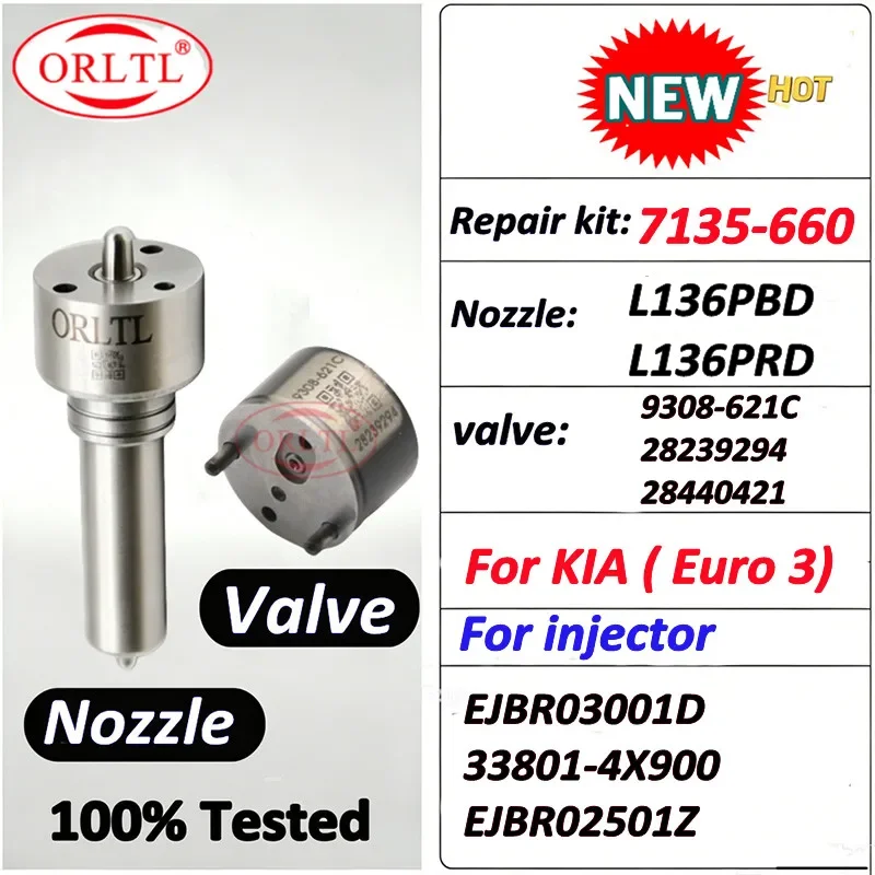 Injector Repair Kits 7135-660 Nozzle L136PBD Valve 9308-621C for Delphi KIA EJBR03001D 33801-4X900 EJBR02501Z 33800-4X900
Injector Repair Kits 7135-660 Nozzle L136PBD Valve 9308-621C for Delphi KIA EJBR03001D 33801-4X900 EJBR02501Z 33800-4X900