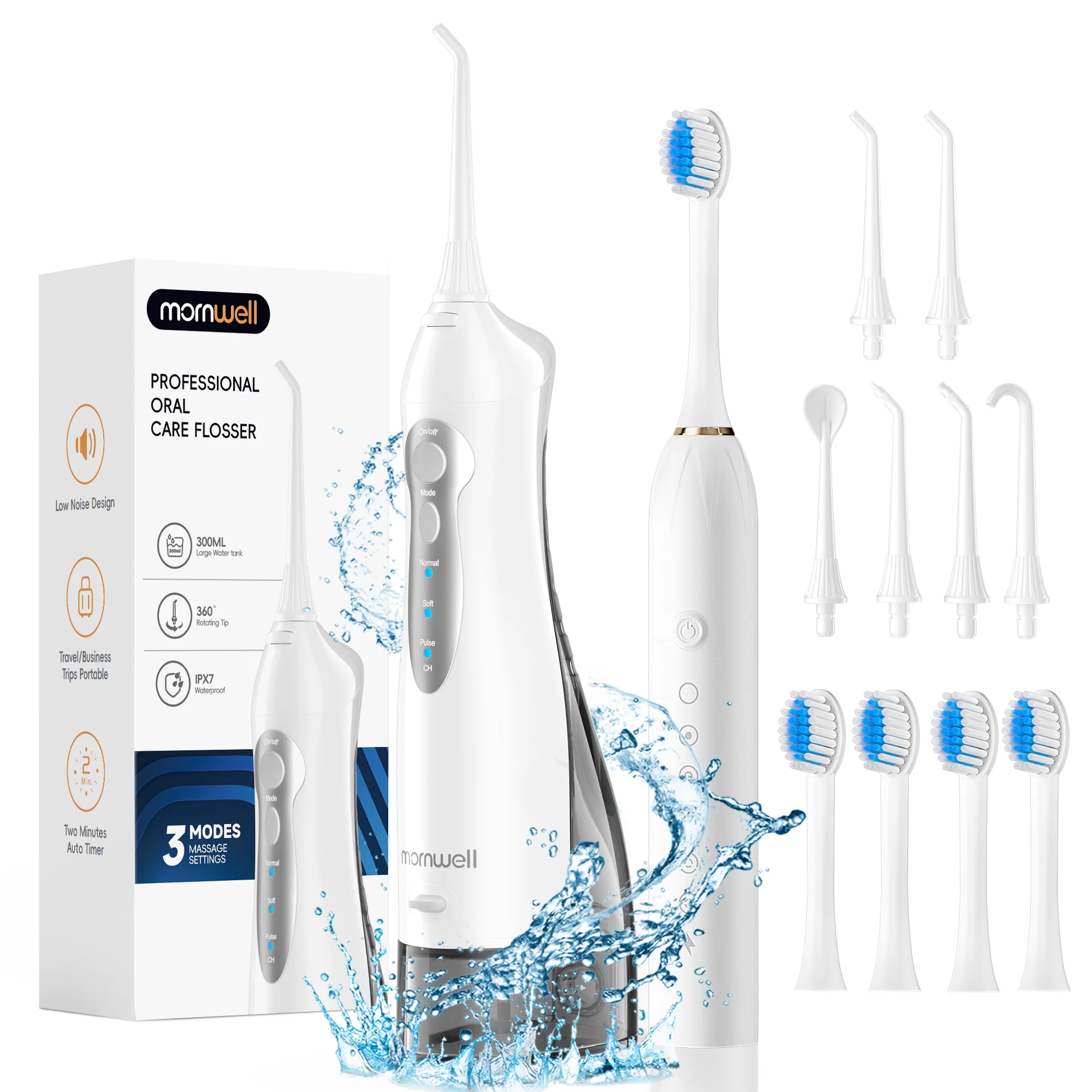 Комбинированный набор: ирригатор для полости рта и электрическая зубная щетка - Беспроводной ирригатор для зубов - Портативная электрическая зубная щетка с 6 режимами и звуковой технологией
Комбинированный набор: ирригатор для полости рта и электрическая зубная щетка - Беспроводной ирригатор для зубов - Портативная электрическая зубная щетка с 6 режимами и звуковой технологией