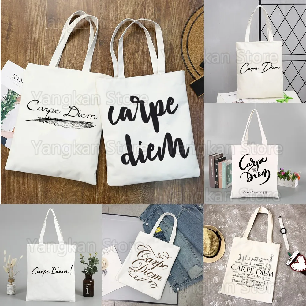Carpe Diem Unisex Handbags Custom Canvas Tote Bag Print Daily Use Reusable Travel Casual Shopping Bag
Carpe Diem Unisex Handbags Custom Canvas Tote Bag Print Daily Use Reusable Travel Casual Shopping Bag
