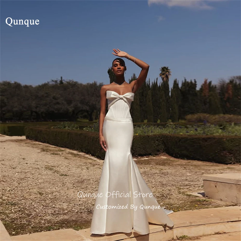 Qunque Floor Length Hem With Train Wedding Dress Sweetheart Evening Dresses Pleated Mermaid Vestido De Novia Boda Customized
Qunque Floor Length Hem With Train Wedding Dress Sweetheart Evening Dresses Pleated Mermaid Vestido De Novia Boda Customized
