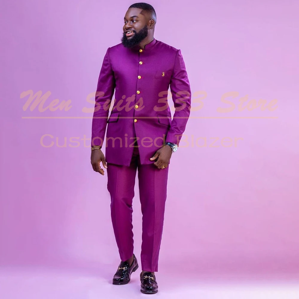 Solid Color Men's Suits Formal Single Breasted Stand Lapel Slim Fit 2 Piece Jacket Pants Set Custmzied Male Clothing Outfits
Solid Color Men's Suits Formal Single Breasted Stand Lapel Slim Fit 2 Piece Jacket Pants Set Custmzied Male Clothing Outfits