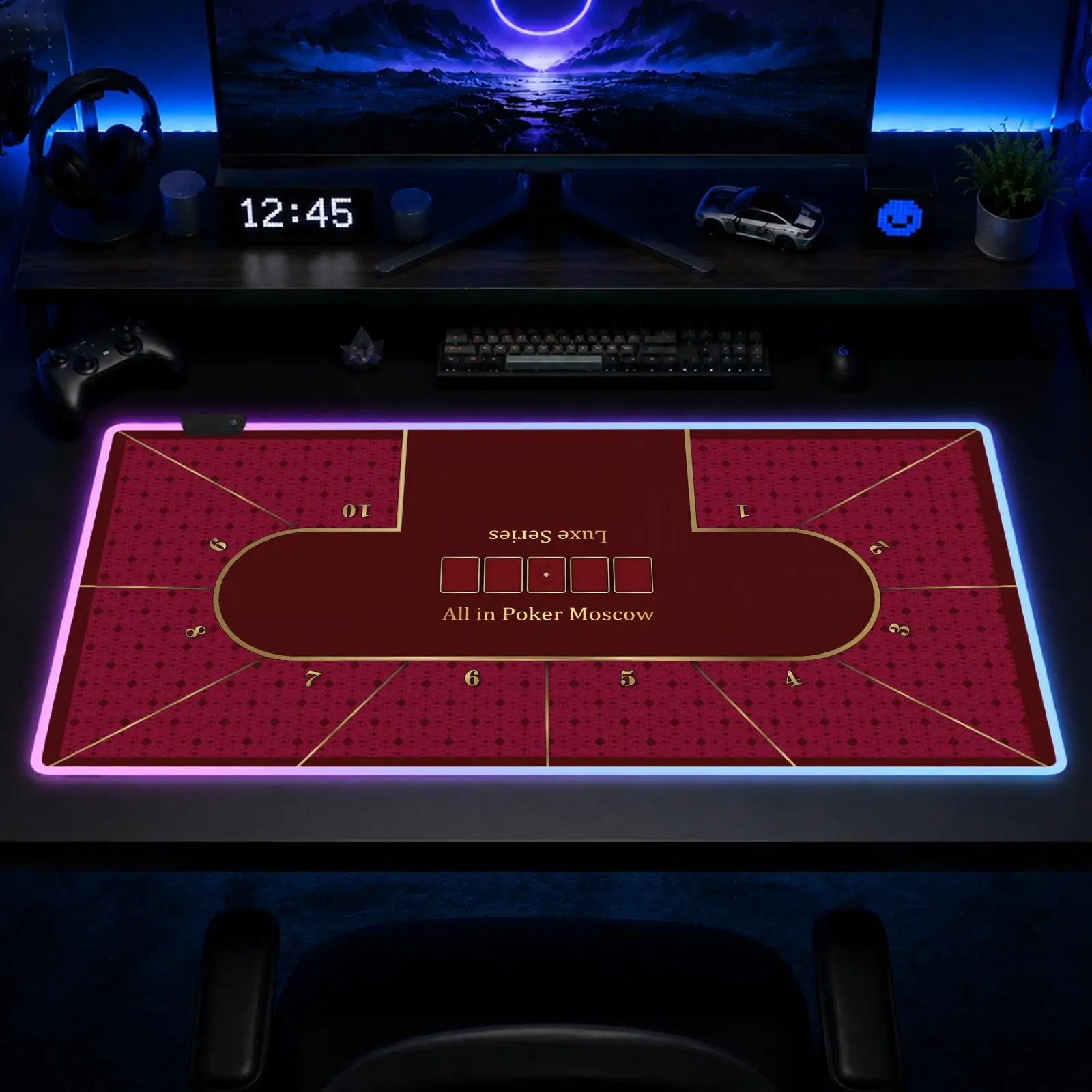 Moscow Poker Mouse Pad Gaming Anime Mouse Pad XXL RGB Desk Mats LED Table Pads Backlit Rubber Desktop
