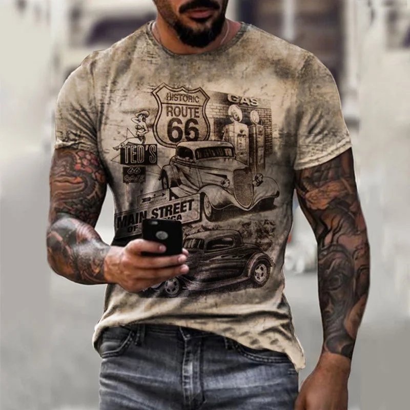 2023 New Ccol America Route 66 Retro 3D Letter Printing Men's T-shirt Short-Sleeved O-Neck Summer Street Fashion Vintage Tops
2023 New Ccol America Route 66 Retro 3D Letter Printing Men's T-shirt Short-Sleeved O-Neck Summer Street Fashion Vintage Tops