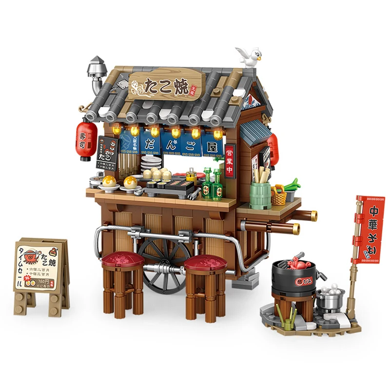 Mini Japanese Octopus Braised Small Stall Truck Hong Kong Food Restaurant Street View Building Blocks Children's Gift Toys
Mini Japanese Octopus Braised Small Stall Truck Hong Kong Food Restaurant Street View Building Blocks Children's Gift Toys