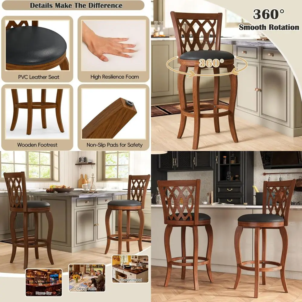 Набор из 2 коричневых мягких вращающихся барных стульев с спинкой и подставкой для ног для кухонного острова или бара
Набор из 2 коричневых мягких вращающихся барных стульев с спинкой и подставкой для ног для кухонного острова или бара