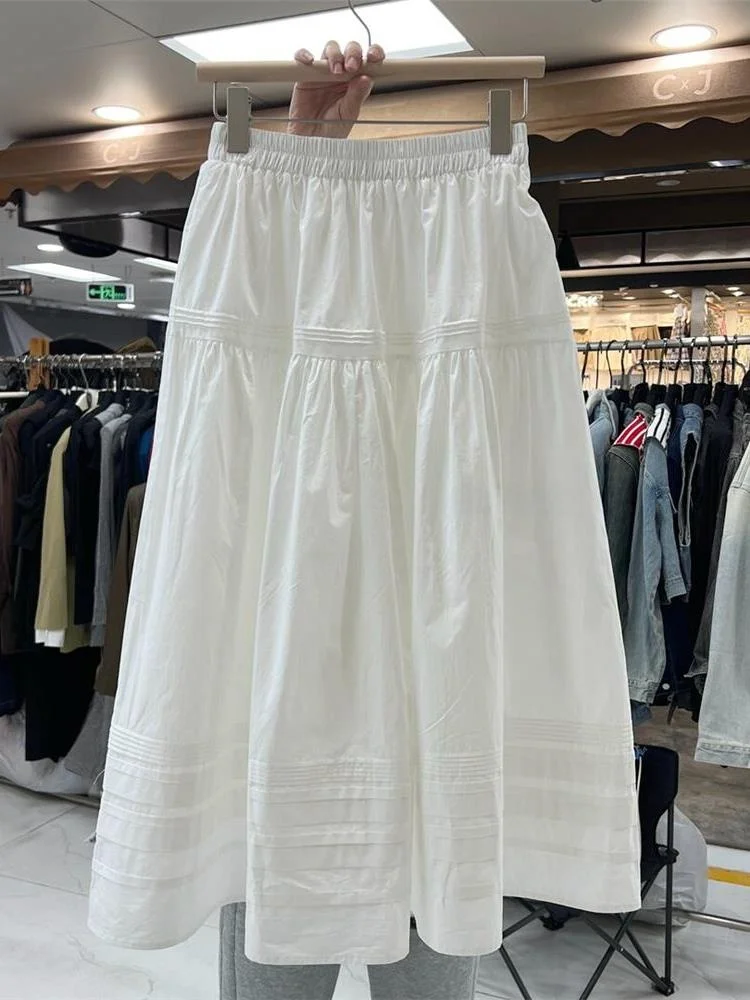 Simple White A-Line Midi Skirt Women's High Waist Slim Fit Casual Little Black Dress Versatile Slimming Umbrella Skirt
Simple White A-Line Midi Skirt Women's High Waist Slim Fit Casual Little Black Dress Versatile Slimming Umbrella Skirt
