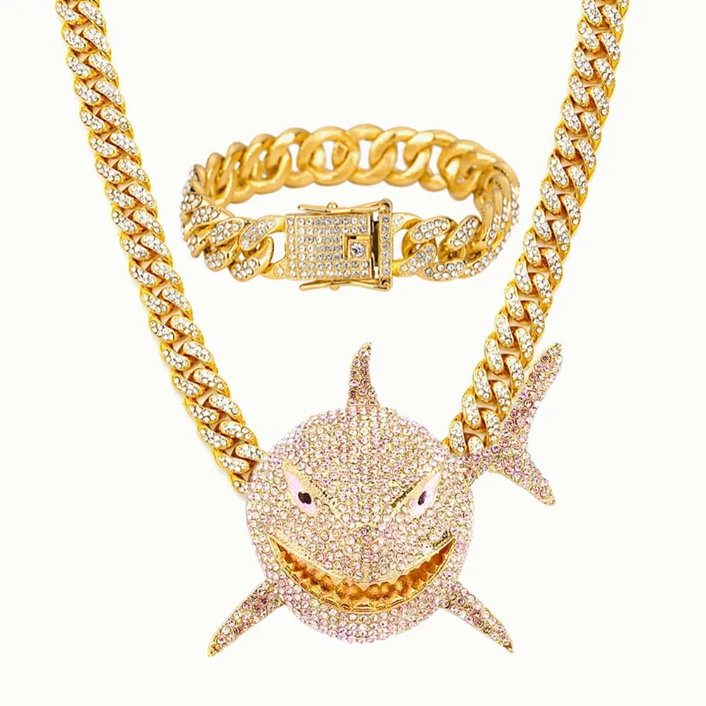 Shark Pendant Necklace for Mens Hip Hop Jewelry Bling Iced Out Miami Cuban Chain Bracelet Crystal Gold Jewelry Gifts Choker
Shark Pendant Necklace for Mens Hip Hop Jewelry Bling Iced Out Miami Cuban Chain Bracelet Crystal Gold Jewelry Gifts Choker