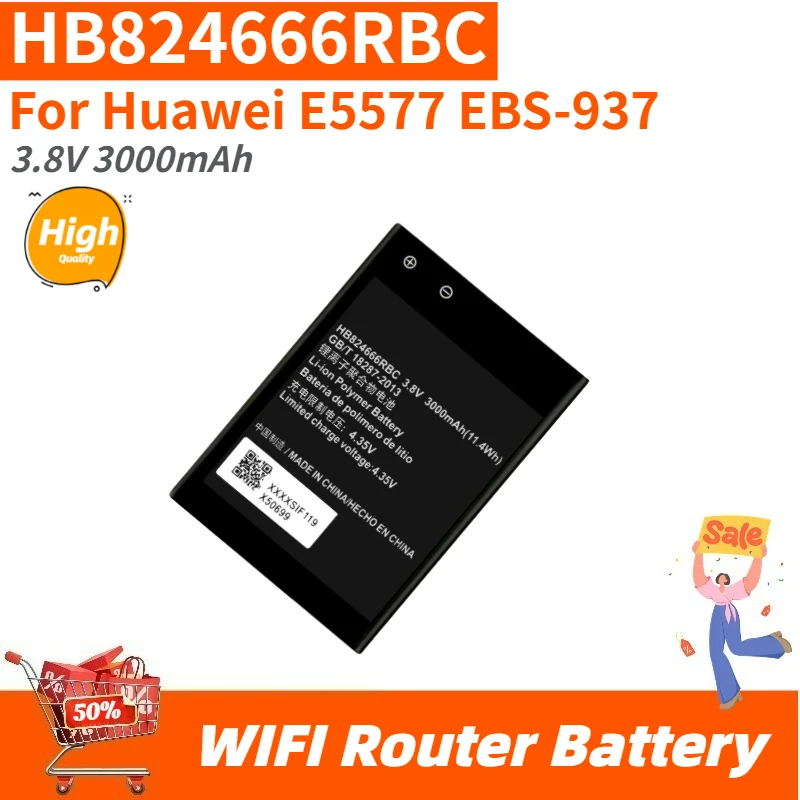 High Quality HB824666RBC Battery 3.8V 3000mAh For Huawei E5577 EBS-937 WIFI Router Brand New Replacement Battery
High Quality HB824666RBC Battery 3.8V 3000mAh For Huawei E5577 EBS-937 WIFI Router Brand New Replacement Battery