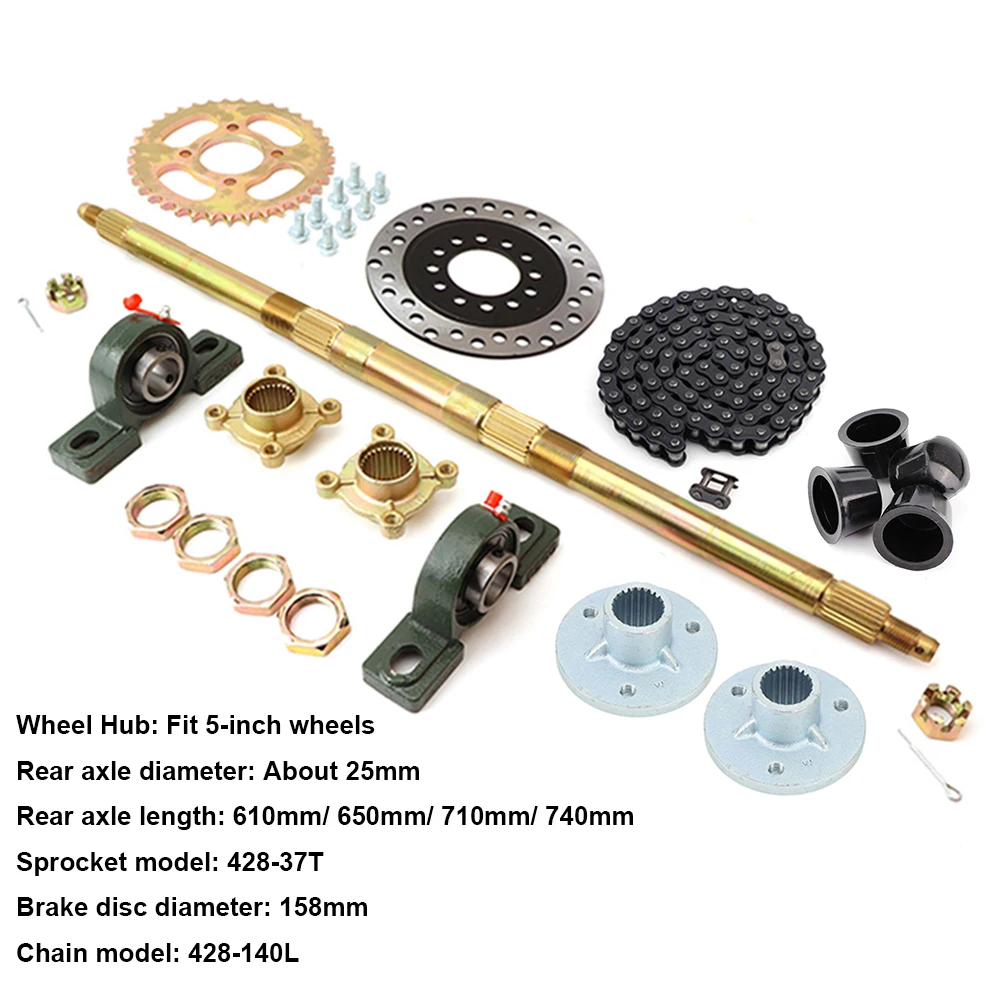 610-740mm 23T-28T Rear Axle Kit With 428-37T Sprocket 140L Chain 158mm Brake Disc For DIY Quad Go Kart ATV Buggy Tricycle Parts
610-740mm 23T-28T Rear Axle Kit With 428-37T Sprocket 140L Chain 158mm Brake Disc For DIY Quad Go Kart ATV Buggy Tricycle Parts