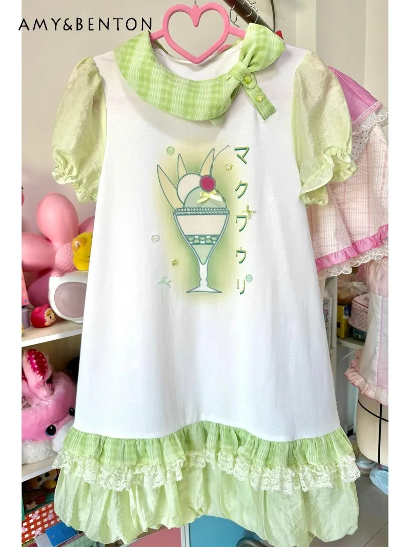 2025 New Japanese Summer Bow Round Neck Plaid Pleated Short Sleeve Cartoon Printed Lace Edge Straight Cake Skirt For Women
2025 New Japanese Summer Bow Round Neck Plaid Pleated Short Sleeve Cartoon Printed Lace Edge Straight Cake Skirt For Women