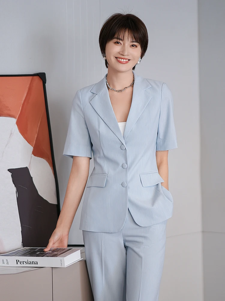 Профессиональный женский костюм Qianfeifei: летний тонкий комплект с широкими брюками, высококачественный деловой костюм для женщин, модный прямой крой
Профессиональный женский костюм Qianfeifei: летний тонкий комплект с широкими брюками, высококачественный деловой костюм для женщин, модный прямой крой