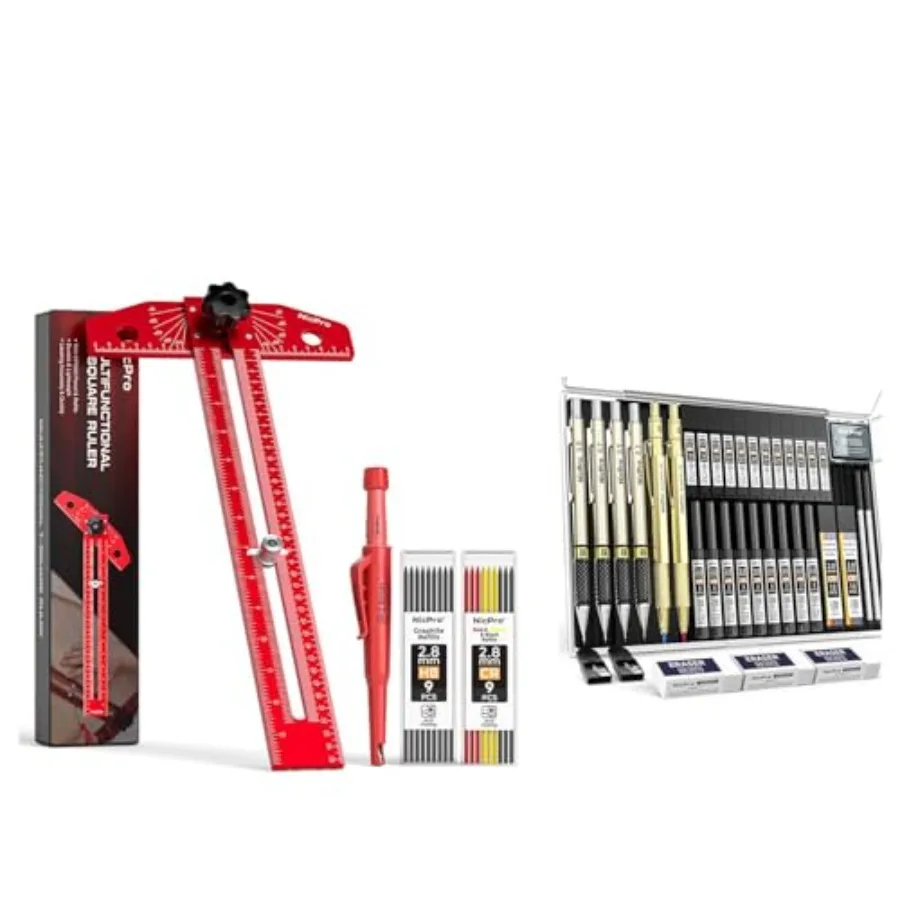 Набор из 37 золотых механических карандашей для рисования и разметки, линейка для деревообработки
Набор из 37 золотых механических карандашей для рисования и разметки, линейка для деревообработки