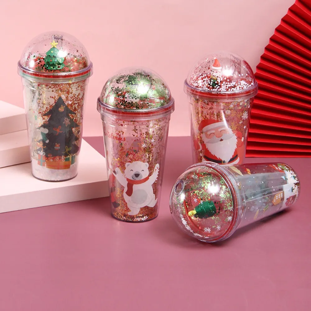Cartoon Plastic Christmas Micro Landscape Cup Straw Hole with Sequined Water Bottle 500ml Double Layer Tumbler Students
Cartoon Plastic Christmas Micro Landscape Cup Straw Hole with Sequined Water Bottle 500ml Double Layer Tumbler Students