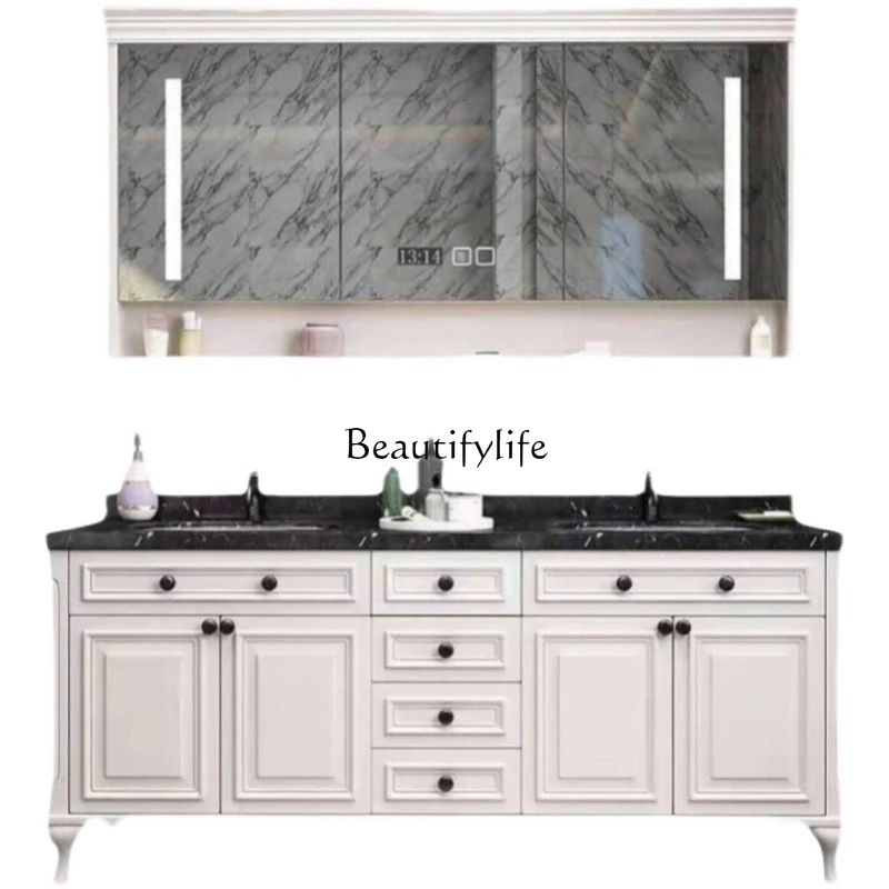 American bathroom cabinet Oak smart cabinet Wash basin Solid wood cabinet Rock slab bathroom Double basin
American bathroom cabinet Oak smart cabinet Wash basin Solid wood cabinet Rock slab bathroom Double basin