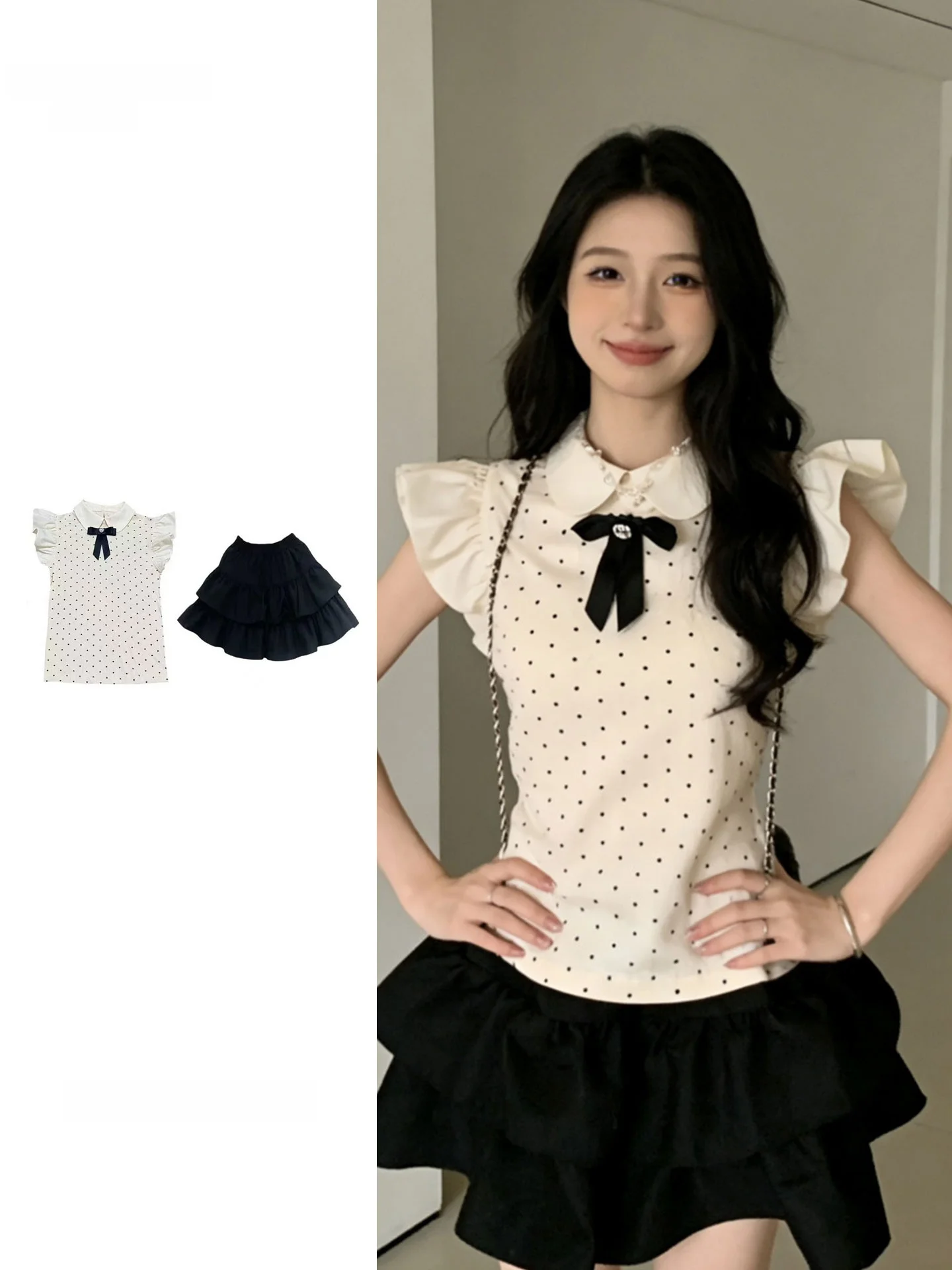 Sweet Anti-Aging Set Dress Women Summer Clothing Fly Sleeve Top Puffy Cake Skirt Two-Piece Set High Waist Polka Dot Pattern
Sweet Anti-Aging Set Dress Women Summer Clothing Fly Sleeve Top Puffy Cake Skirt Two-Piece Set High Waist Polka Dot Pattern