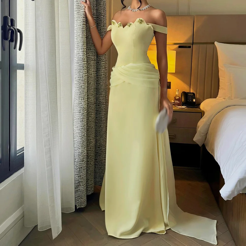 Customized A-Line Prom Dresses Floor-length Off The Shoulder Sleeveless Evening Gown Fashion Crystal Pleat Draped Party Gown
Customized A-Line Prom Dresses Floor-length Off The Shoulder Sleeveless Evening Gown Fashion Crystal Pleat Draped Party Gown