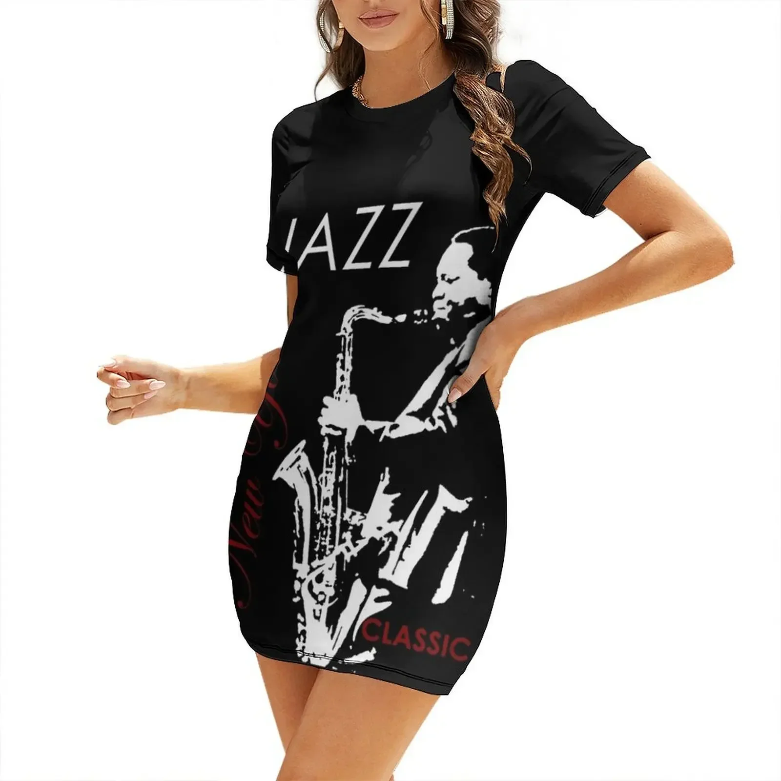 Jazz Short-Sleeved Dress Woman fashion ceremony dresses dresses korean style
Jazz Short-Sleeved Dress Woman fashion ceremony dresses dresses korean style