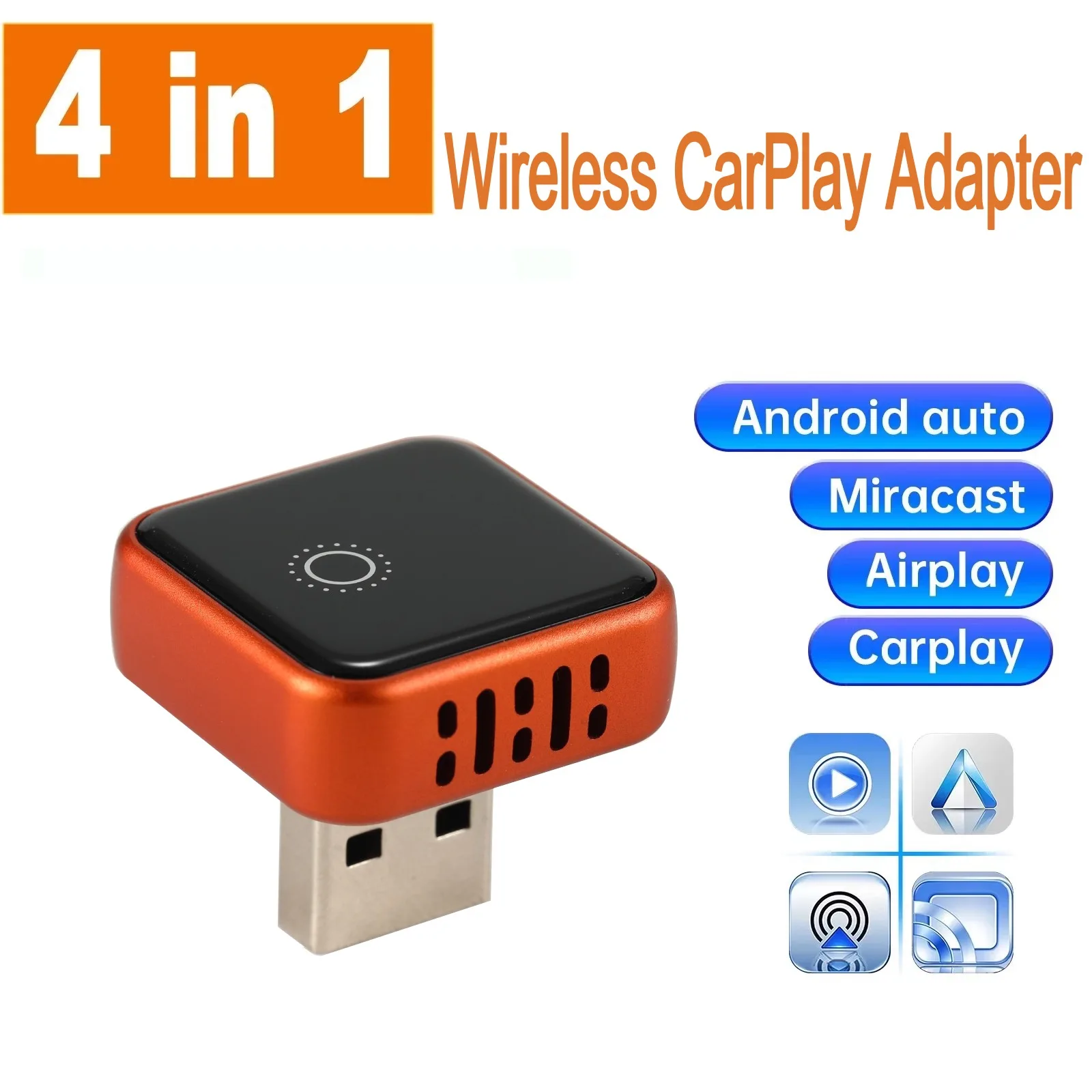 4 in 1 Mini Wireless CarPlay Adapter Apple Orange Gray USB Type-C Airplay Miracast Android Auto USB for Audi for VW for Benz
4 in 1 Mini Wireless CarPlay Adapter Apple Orange Gray USB Type-C Airplay Miracast Android Auto USB for Audi for VW for Benz