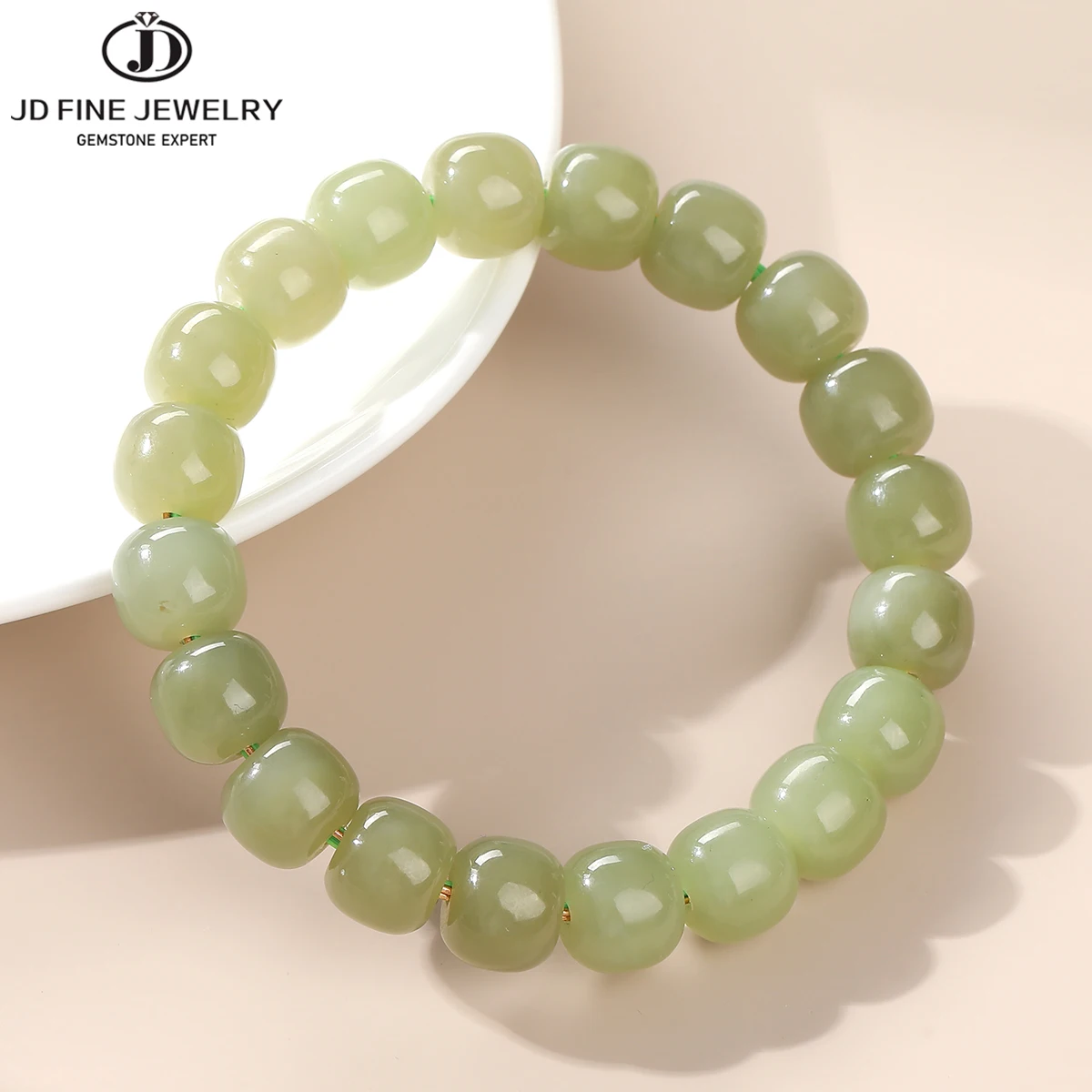 JD Natural Stone Qinghai Green Hetian Jade Barrel Beads Bracelet Women Chinese Lucky Healing Elastic Bracelet Jewelry Girl Gift
JD Natural Stone Qinghai Green Hetian Jade Barrel Beads Bracelet Women Chinese Lucky Healing Elastic Bracelet Jewelry Girl Gift