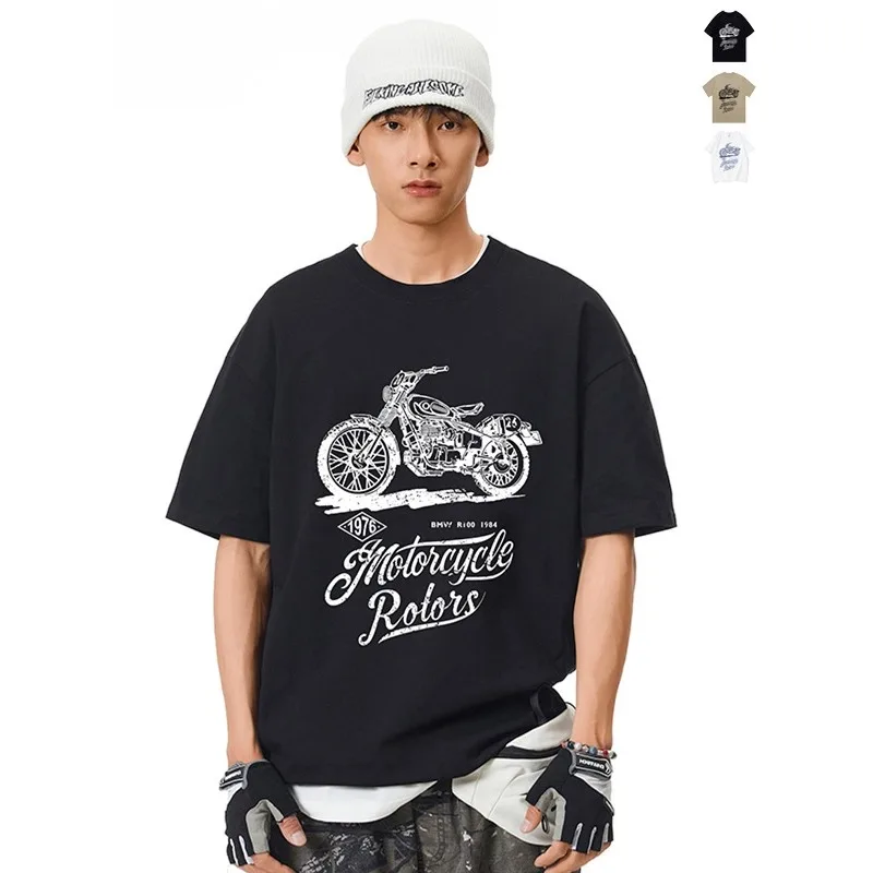 Men's American Streetwear Heavyweight Pure Cotton Short Sleeve T-Shirt Motorcycle Graphic Print Loose Fit Casual Trendy Top
Men's American Streetwear Heavyweight Pure Cotton Short Sleeve T-Shirt Motorcycle Graphic Print Loose Fit Casual Trendy Top