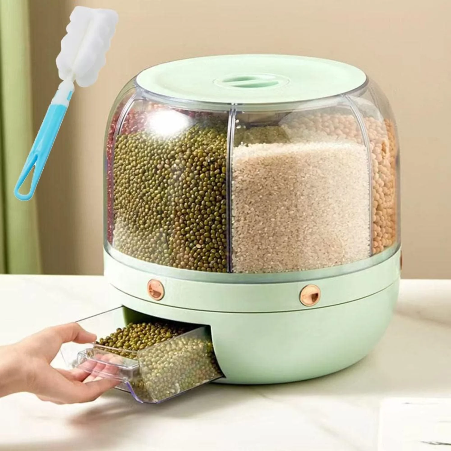 10KG Dry Food Container with Lid, Measuring Cup, Rotatable 6-Compartment Design - Airtight Dispenser for Rice, Flour, Whole Whea
10KG Dry Food Container with Lid, Measuring Cup, Rotatable 6-Compartment Design - Airtight Dispenser for Rice, Flour, Whole Whea