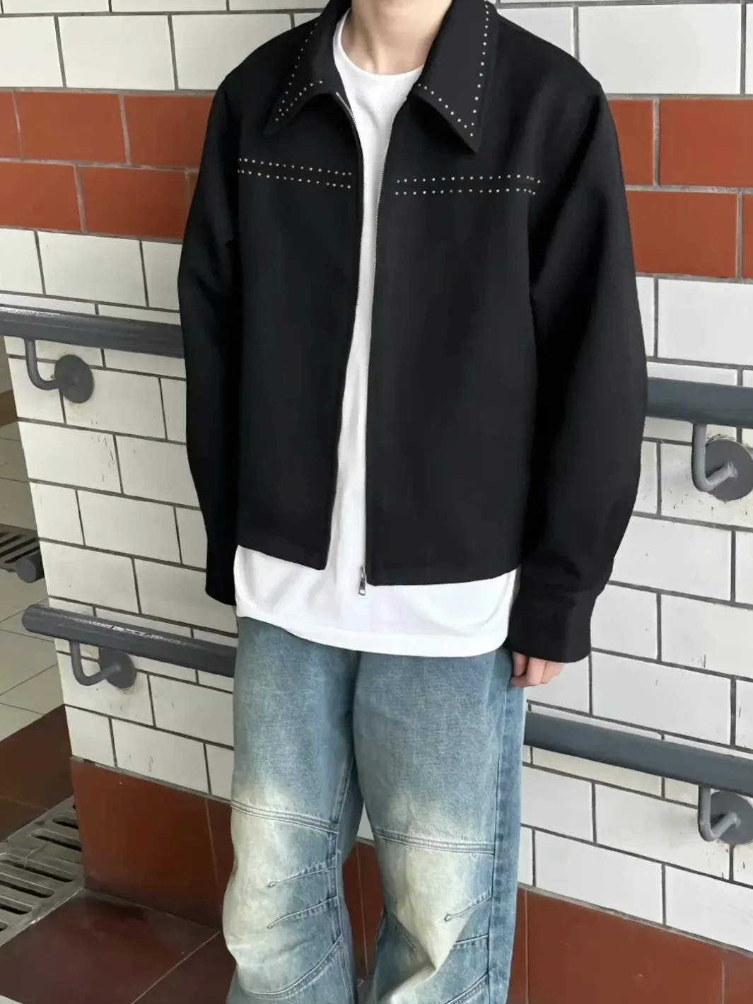American Retro Jaet with Rivet Design Loose Fit ex Baseball Sle Autumn Spring Season Zipper Closure Color
American Retro Jaet with Rivet Design Loose Fit ex Baseball Sle Autumn Spring Season Zipper Closure Color