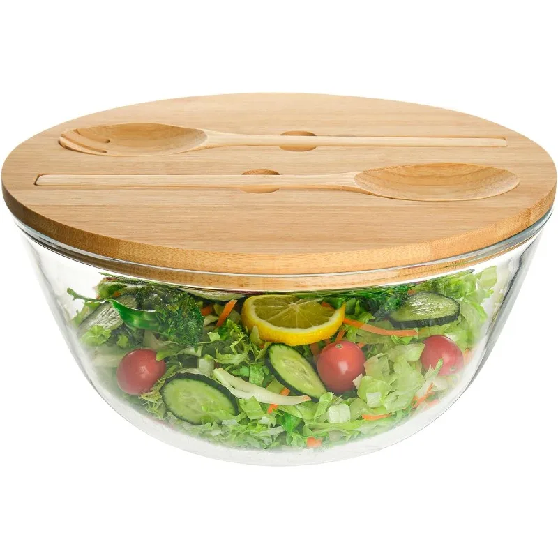 Glass Salad Bowl with Lid, 10.6Inch Large Trifle Bowl Glass Fruit Bowl, 4.7 Quart Large Capacity Serving Bowls for Salad, Pasta
Glass Salad Bowl with Lid, 10.6Inch Large Trifle Bowl Glass Fruit Bowl, 4.7 Quart Large Capacity Serving Bowls for Salad, Pasta