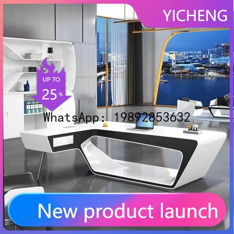 X5 White Lacquer Creative Furniture Simple Modern Executive Desk Manager Room Office Desk and Chair Set
X5 White Lacquer Creative Furniture Simple Modern Executive Desk Manager Room Office Desk and Chair Set