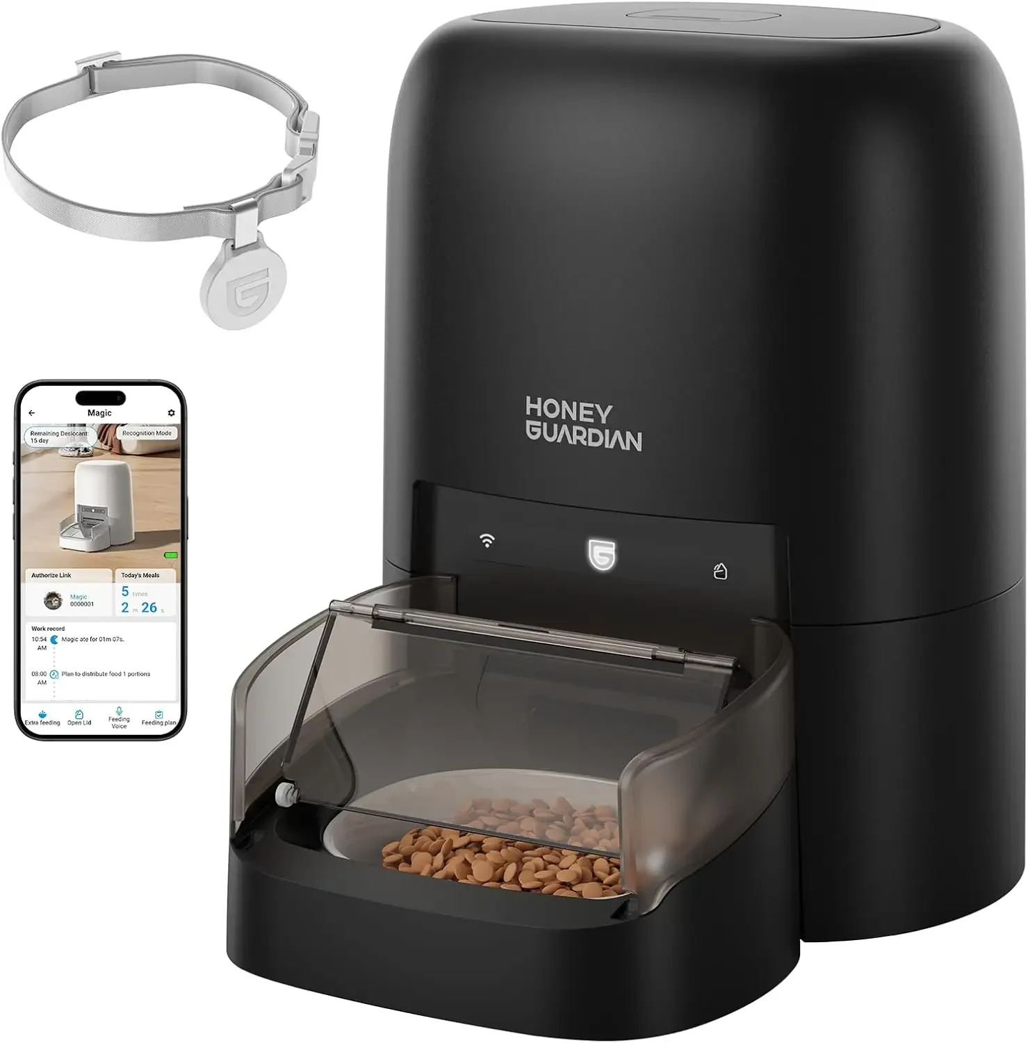 RFID Automatic Cat Feeder with Collar Tag-Activated Personalized Meal, 4.6L 5G WiFi APP Control Cat Food Dispenser with Diet Tra
RFID Automatic Cat Feeder with Collar Tag-Activated Personalized Meal, 4.6L 5G WiFi APP Control Cat Food Dispenser with Diet Tra