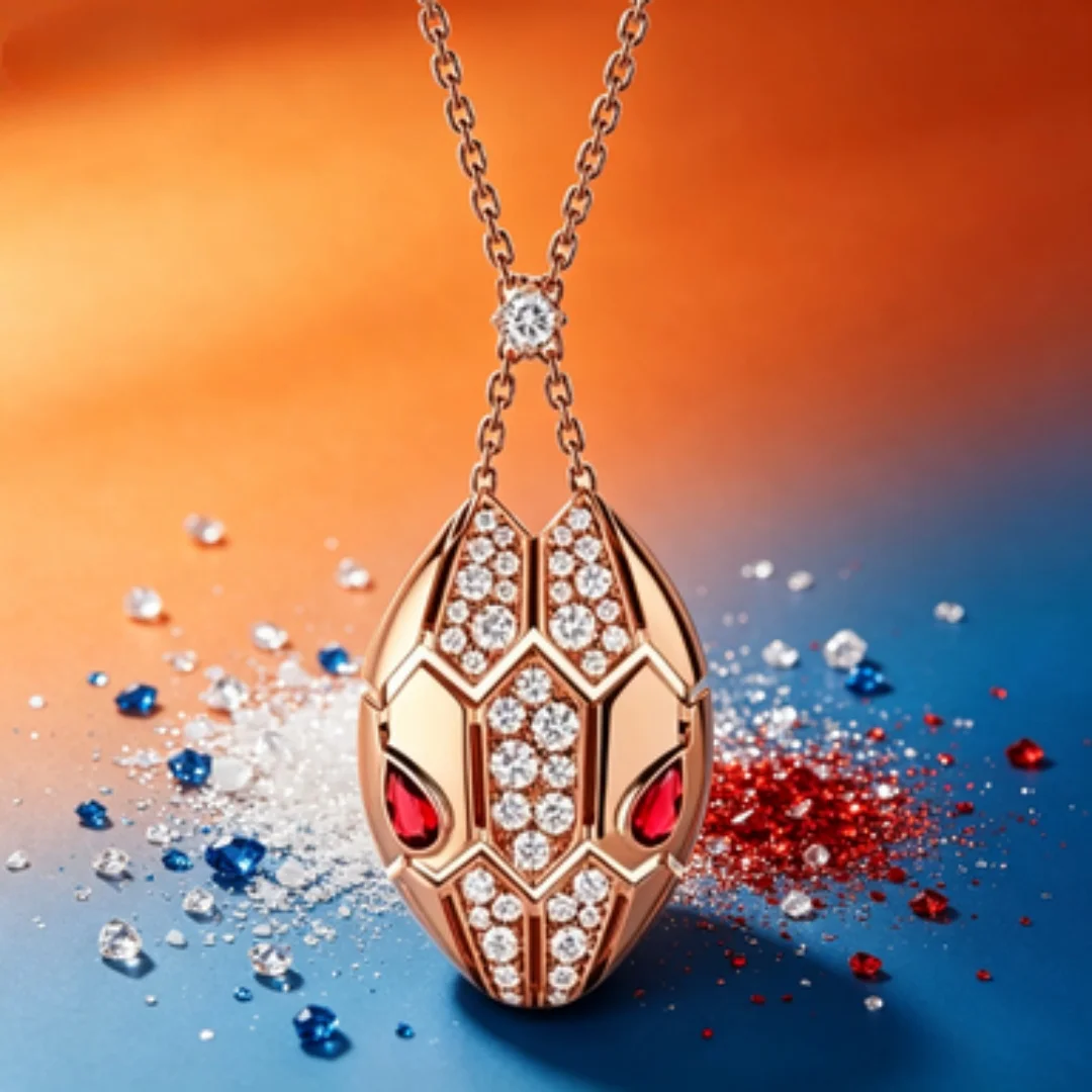 European and American Light Luxury Snakehead Necklace Red Treasure Full Diamond Rose Gold Pendant
European and American Light Luxury Snakehead Necklace Red Treasure Full Diamond Rose Gold Pendant