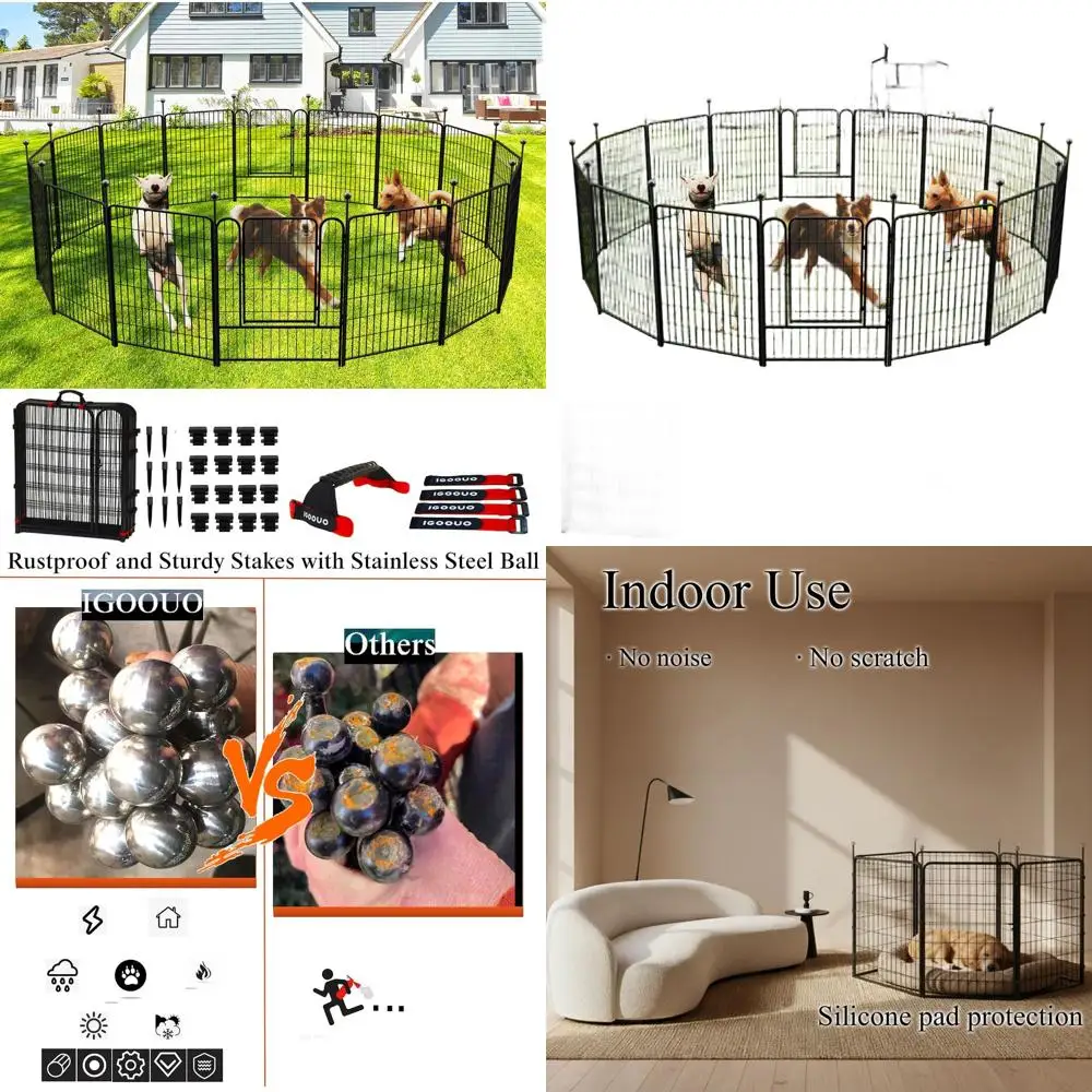 Переносной вольер-ограждение для собак высотой 36 дюймов для улицы, 8-панельный манеж с устойчивыми к ржавчине кольями для средних и крупных собак, идеально подходит для автодомов
Переносной вольер-ограждение для собак высотой 36 дюймов для улицы, 8-панельный манеж с устойчивыми к ржавчине кольями для средних и крупных собак, идеально подходит для автодомов