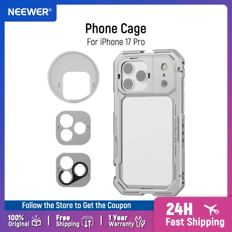 NEEWER Phone Cage Quick Release Video Rig Stabilizer Accessories with 67mm Filter Ring 17mm Lens Backplate for iPhone 17 Pro
NEEWER Phone Cage Quick Release Video Rig Stabilizer Accessories with 67mm Filter Ring 17mm Lens Backplate for iPhone 17 Pro
