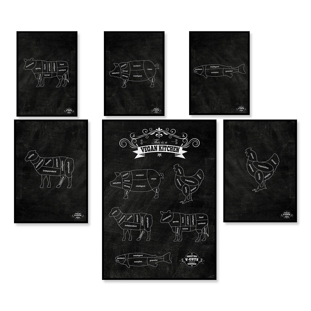 Vegan Art Print on heavyweight 300gsm recycled board. V-CUTS Chalkboard Print - VEGAN KITCHEN
Vegan Art Print on heavyweight 300gsm recycled board. V-CUTS Chalkboard Print - VEGAN KITCHEN