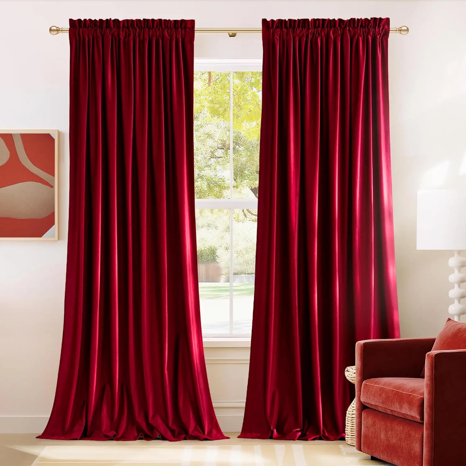 Red Velvet Curtains 108 inch Blackout Extra Long Rod Pocket Set of 2 for Living Room
Red Velvet Curtains 108 inch Blackout Extra Long Rod Pocket Set of 2 for Living Room