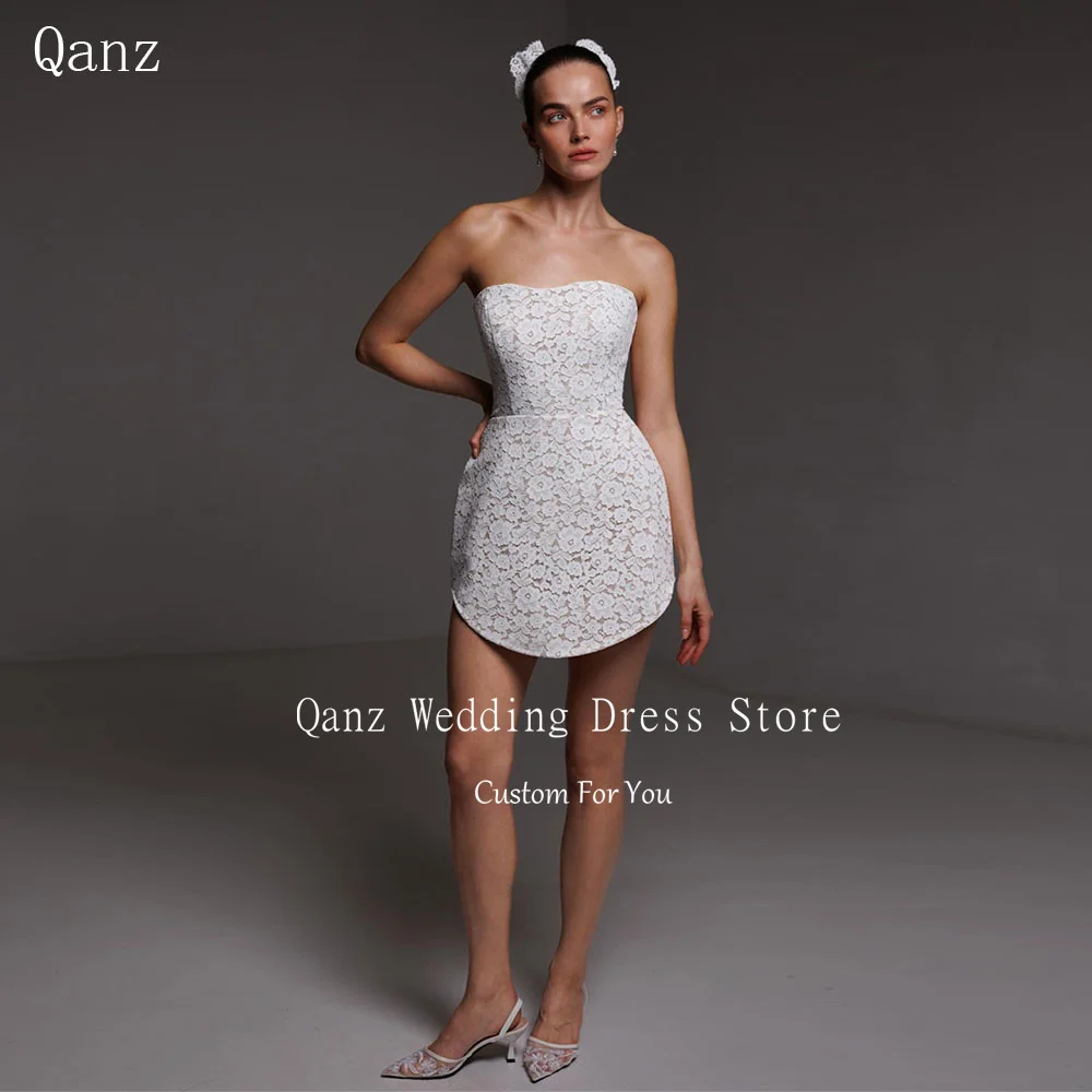 Qanz Mini Chic Lace Wedding Dresses Strapless Short Vestido De Novia Boda Backless Dresses For Woman Party Wedding Customized
Qanz Mini Chic Lace Wedding Dresses Strapless Short Vestido De Novia Boda Backless Dresses For Woman Party Wedding Customized