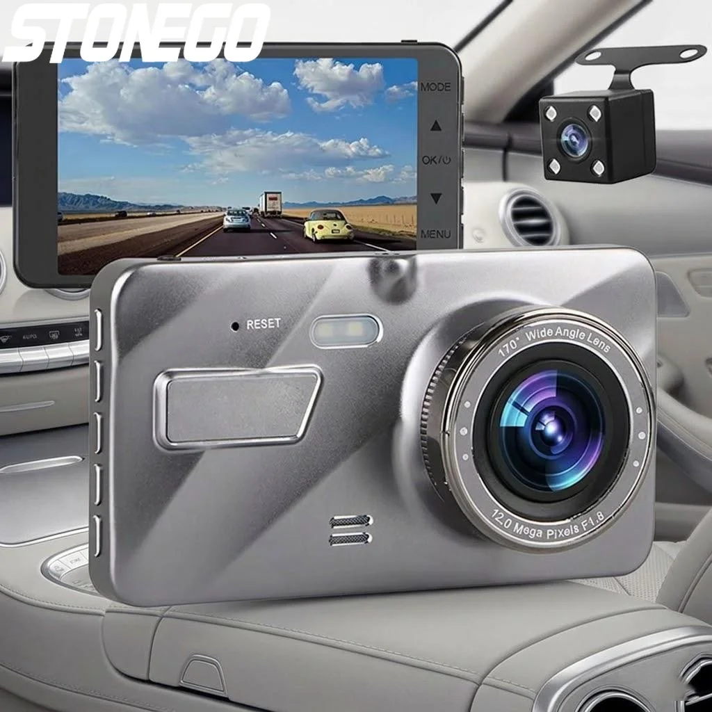 1080P Dual Dash Camera Front and Rear with 4 inch LCD Night Vision 170 Degree Wide Angle G-Sensor Loop Recording Parking Monitor
1080P Dual Dash Camera Front and Rear with 4 inch LCD Night Vision 170 Degree Wide Angle G-Sensor Loop Recording Parking Monitor