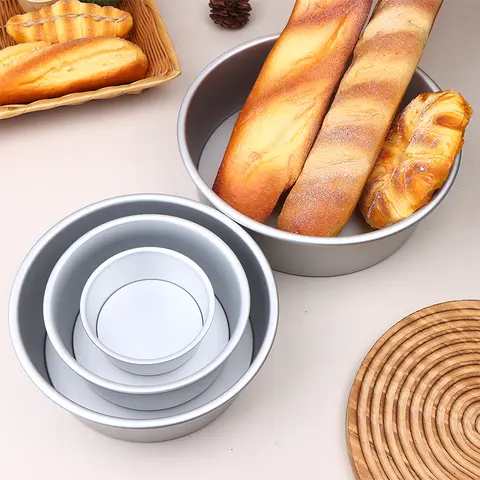 1Pc Round Cake Pan With Removable Base Aluminum DIY Cheesecake Pastry Mould Nonstick Tin Kitchen Cake Mold Tools 4/6/8/10 Inch