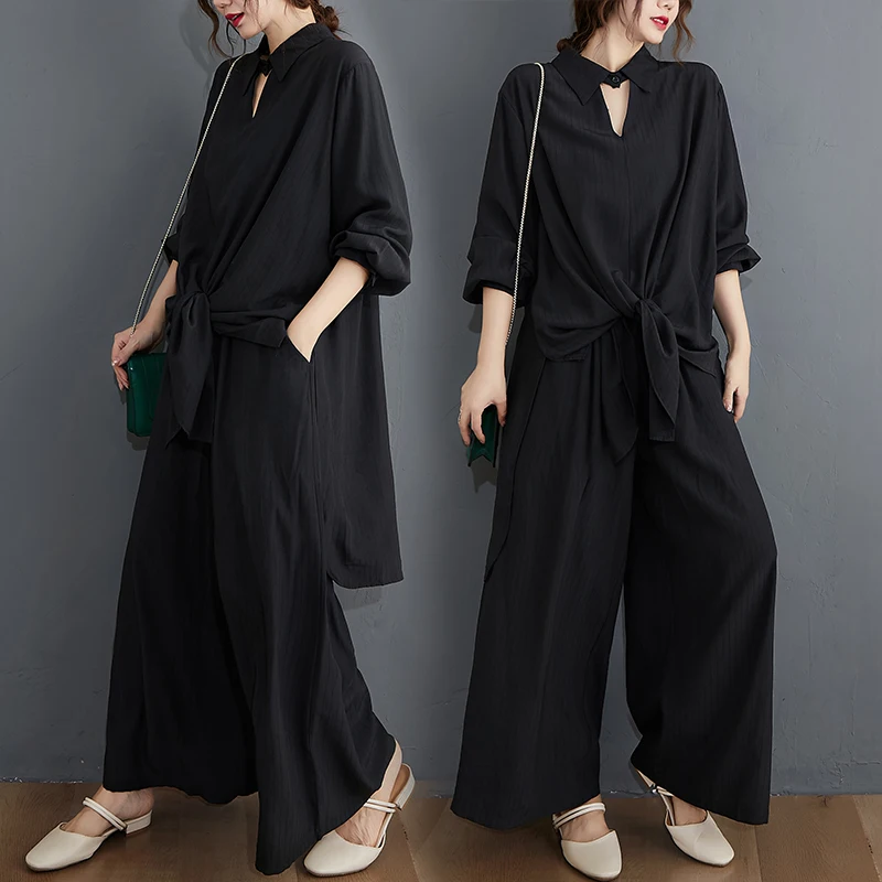 plus Size Fashionable Long Sleeve Shirt And Wide Leg Pants Set Elegant Autumn Wear for Women 25-35 Years Old Cotton Blend
plus Size Fashionable Long Sleeve Shirt And Wide Leg Pants Set Elegant Autumn Wear for Women 25-35 Years Old Cotton Blend