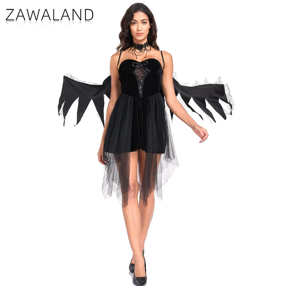 Halloween Demon Cosplay Costume Woman Black Velvet Strapless Dress Adult Sexy Mesh Skirt with Wings Party Dress Up Accessories
Halloween Demon Cosplay Costume Woman Black Velvet Strapless Dress Adult Sexy Mesh Skirt with Wings Party Dress Up Accessories