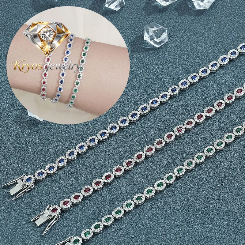 Kryos Jewelry Luxury Solid Platinum PT950 Women's Red Blue Green Moissanite Diamond Bracelet Rob Tennis Bracelet
Kryos Jewelry Luxury Solid Platinum PT950 Women's Red Blue Green Moissanite Diamond Bracelet Rob Tennis Bracelet